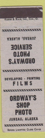 Matchbook Cover - Ordway's Photo Service Juneau AK