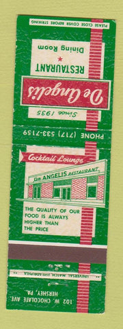 Matchbook Cover - De Angelis Restaurant Hershey PA