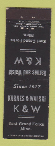 Matchbook Cover - Karnes Walski East Grand Forks MN