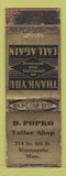 Matchbook Cover - D Popko Tailor Minneapolis MN POOR