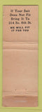 Matchbook Cover - D Popko Tailor Minneapolis MN POOR
