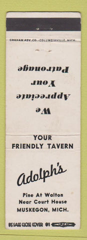 Matchbook Cover - Adolph's Muskegon MI Tavern