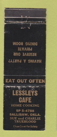 Matchbook Cover - Lessleys Cafe Sallisaw OK WEAR