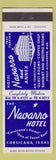 Matchbook Cover - Navarro Hotel Corsicana TX