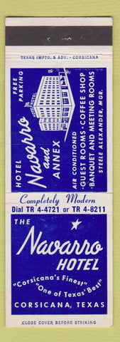 Matchbook Cover - Navarro Hotel Corsicana TX