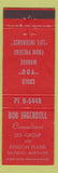 Matchbook Cover - Bob Ingersoll Life Insurance Salisbury MD