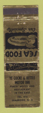 Matchbook Cover - Ye Cocke and Kettle Motor Inn Seabrook NH WEAR GOLD