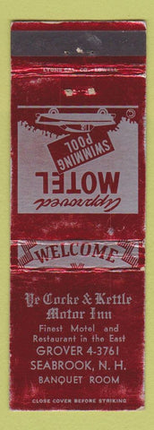 Matchbook Cover - Ye Cocke and Kettle Motor Inn Seabrook NH RED