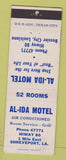 Matchbook Cover - Al Ida Motel Shreveport LA