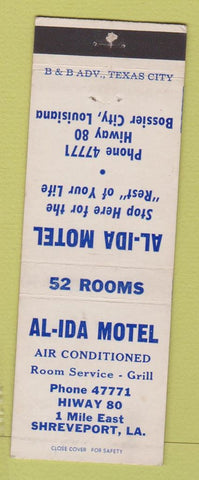 Matchbook Cover - Al Ida Motel Shreveport LA