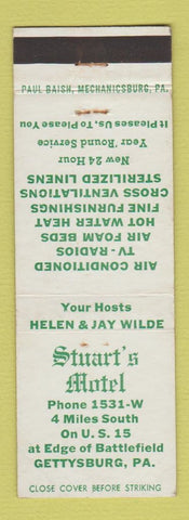 Matchbook Cover - Stuart's Motel Gettysburg PA
