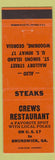 Matchbook Cover - Crews Restaurant Brunswick GA Woodbine