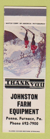 Matchbook Cover - Johnston Farm Equipment Tractors Furnace PA 1965