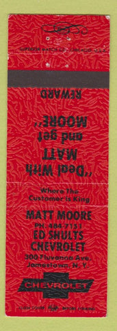 Matchbook Cover - Ed Shults Chevrolet Matt Moore Jamestown NY