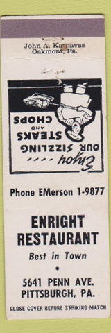 Matchbook Cover - Enright Restaurant Pittsburgh PA