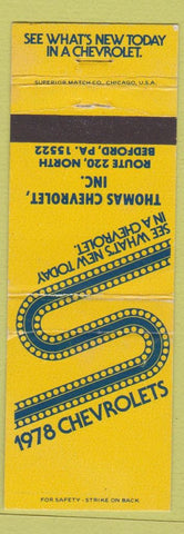 Matchbook Cover - 1978 Chevrolet Thomas Bedford PA