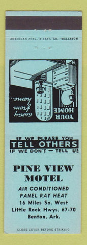 Matchbook Cover - Pine View Motel Benton AR