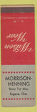 Matchbook Cover - Wilson Men's Clothes Morrison Henning Eugene OR