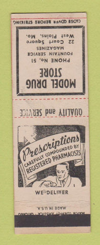 Matchbook Cover - Model Drug Store West Plains MO low phone