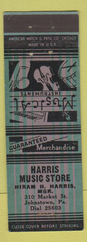 Matchbook Cover - Harris Music Store Johnstown PA