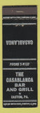 Matchbook Cover - Casablanca Bar Grill Easton PA