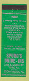 Matchbook Cover - Spurg's Drive Ins York PA