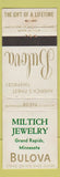 Matchbook Cover - Bulova Watches Miltich Jewelery Grand Rapids MN