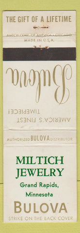 Matchbook Cover - Bulova Watches Miltich Jewelery Grand Rapids MN