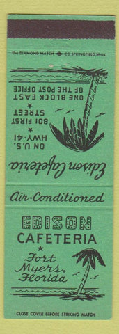 Matchbook Cover - Edison Cafeteria Fort Myers FL