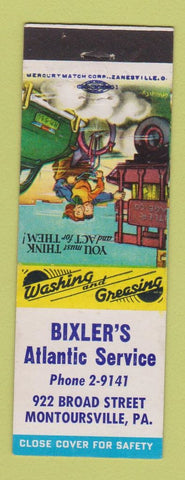 Matchbook Cover - Bixler's Atlantic oil gas Montoursville PA