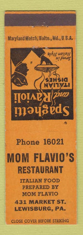 Matchbook Cover - Mom Flavio's Italian Restaurant Lewisburg PA