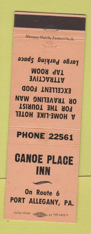 Matchbook Cover - Canoe Place Inn Port Allegany PA