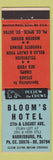 Matchbook Cover - Bloom's Hotel Harrisburg PA