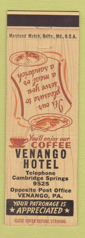 Matchbook Cover - Venango Hotel PA rooster