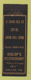 Matchbook Cover - Hislop's Restaurant Dallas PA