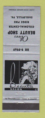 Matchbook Cover - Olives Beauty Shop Eagleville PA girlie