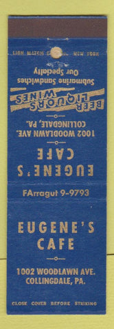 Matchbook Cover - Eugene's Cafe Collingdale PA