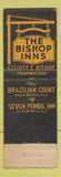 Matchbook Cover - The Bishop Inns Palm Beach FL Water Mill LI NY