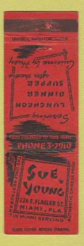 Matchbook Cover - Sue Young Chinese Food Miami FL