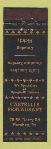 Matchbook Cover - Castelli's Restaurant Hershey PA