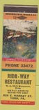 Matchbook Cover - Ridg Way Restaurant York PA