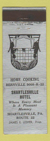 Matchbook Cover - Shartlesville Hotel PA