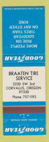 Matchbook Cover - Goodyear Tires Corvallis OR Braaten