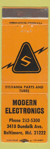 Matchbook Cover - Modern Electronics Baltimore MD Sylvania Parts Tubes