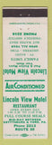 Matchbook Cover - Lincoln View Motel Gettysburg PA