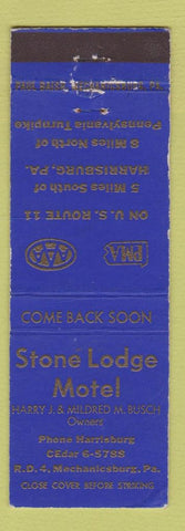 Matchbook Cover - Stone Lodge Motel Mechanicsburg PA