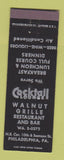 Matchbook Cover - Walnut Grille Restaurant Philadelphia PA