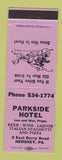 Matchbook Cover - Parkside Hotel Hershey PA pizza