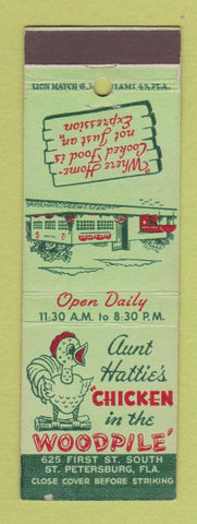 Matchbook Cover - Aunt Hattie's Chicken in the Woodpile St Petersburg FL