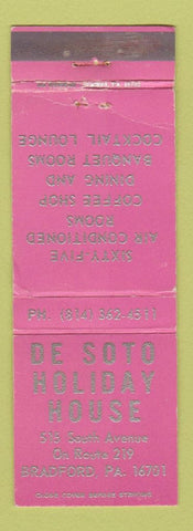Matchbook Cover - De Soto Holiday House Bradford PA WEAR